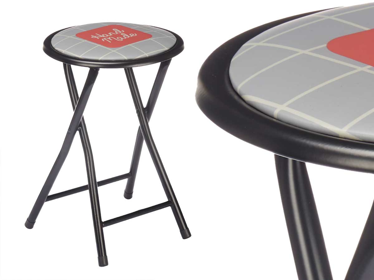 Taburete plegable pvc mate patas negras hand made - Imagen 2