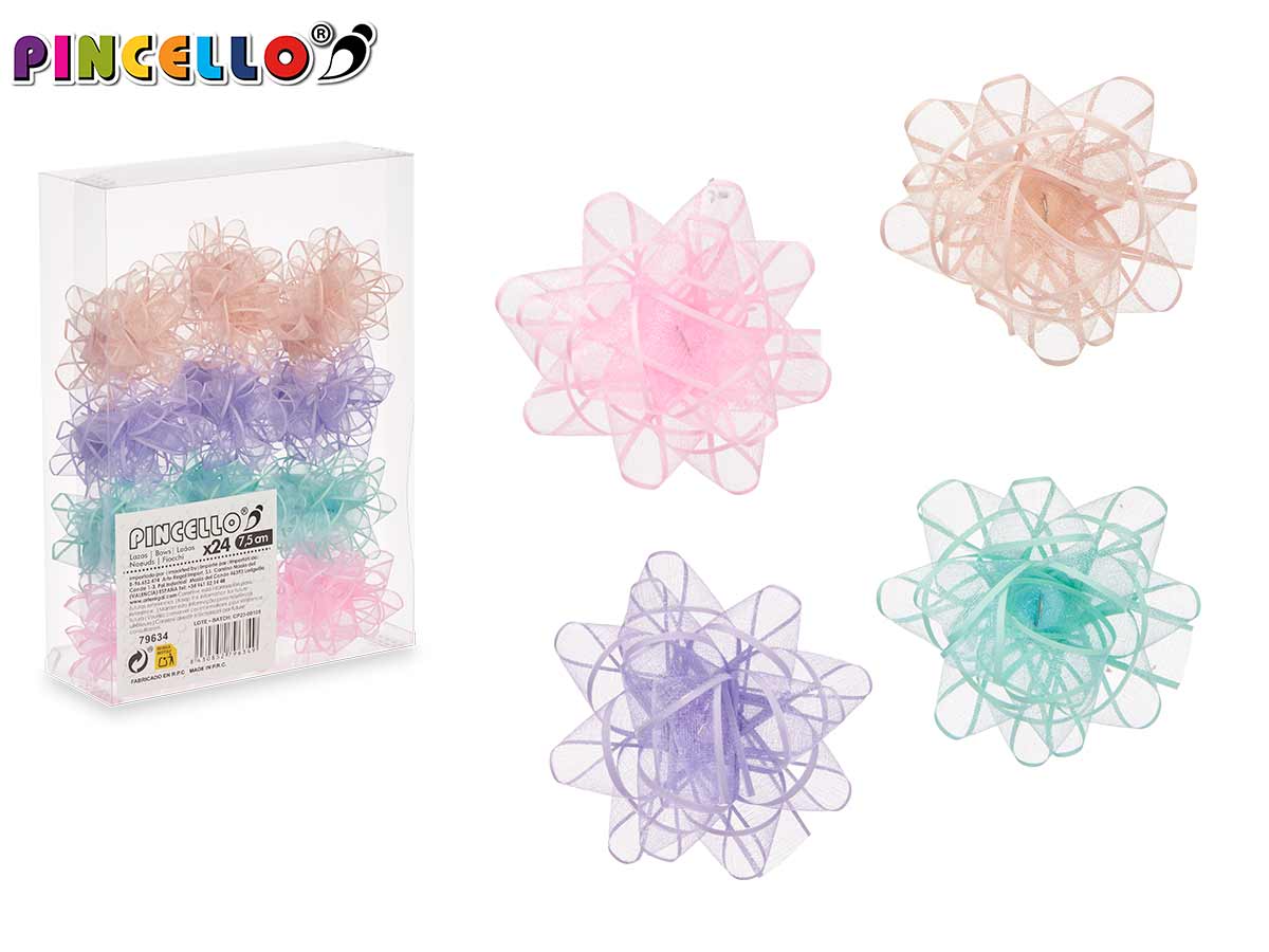 Pvc 24 lazos visillo 4 color pasteles 7,5cm