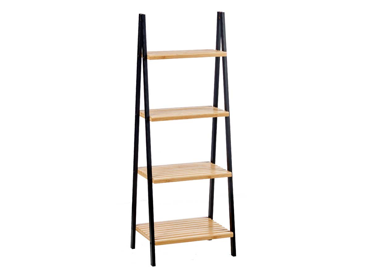 Estanteria escalera 4 estantes bambu negro - Imagen 2