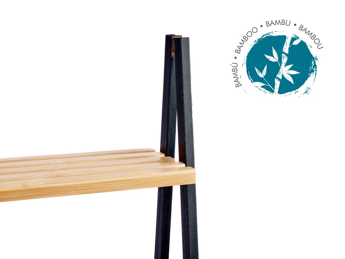Estanteria escalera 4 estantes bambu negro - Imagen 4