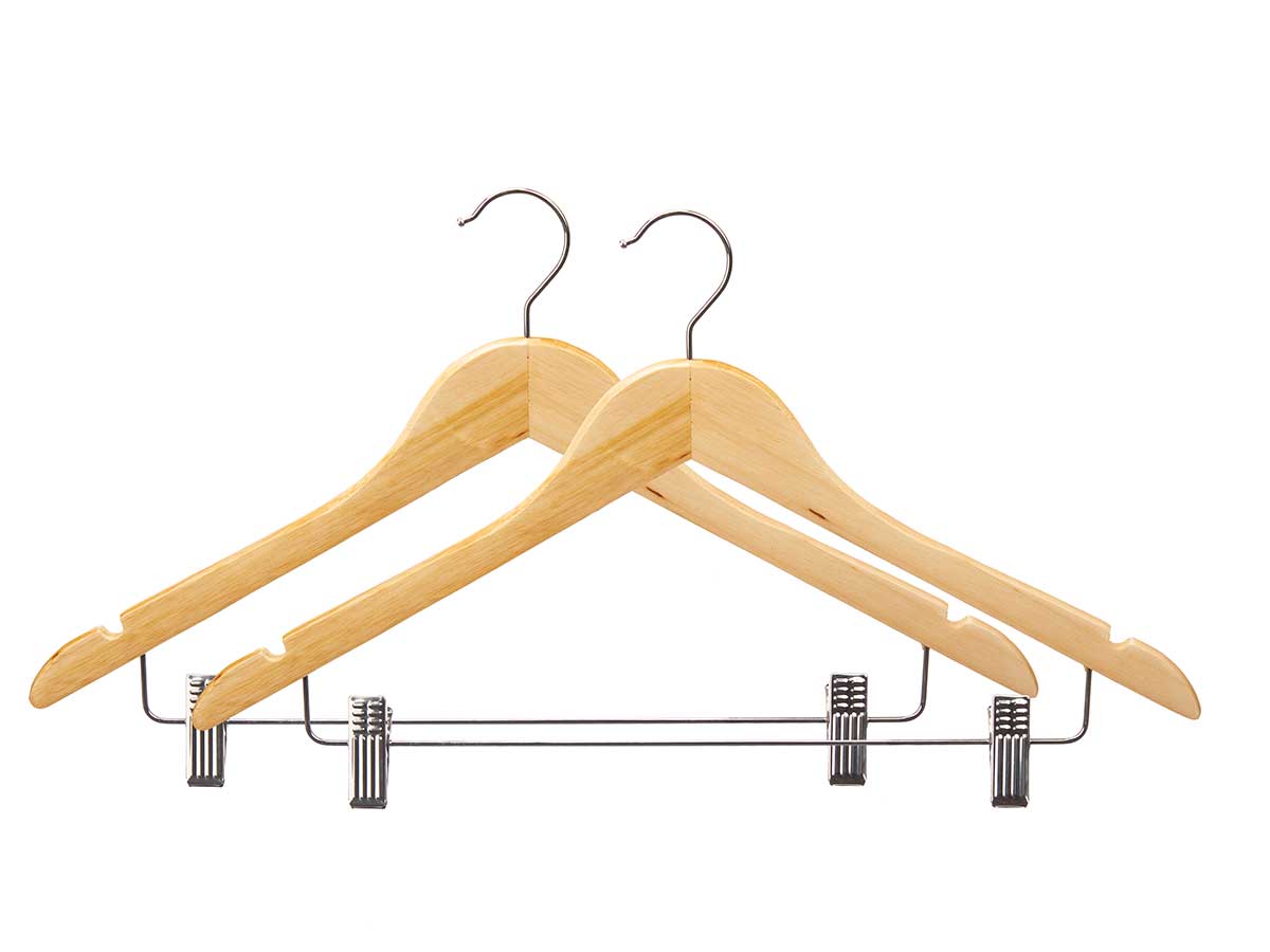 Set 2 perchas madera c pinza pantalon - Imagen 2
