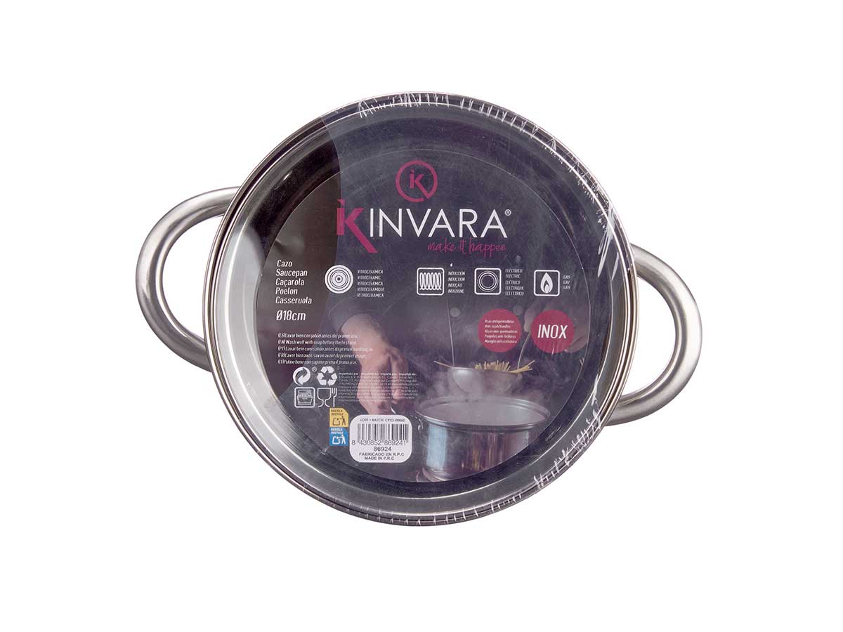 Cacerola acero 18 cm c tapa cristal - Imagen 2