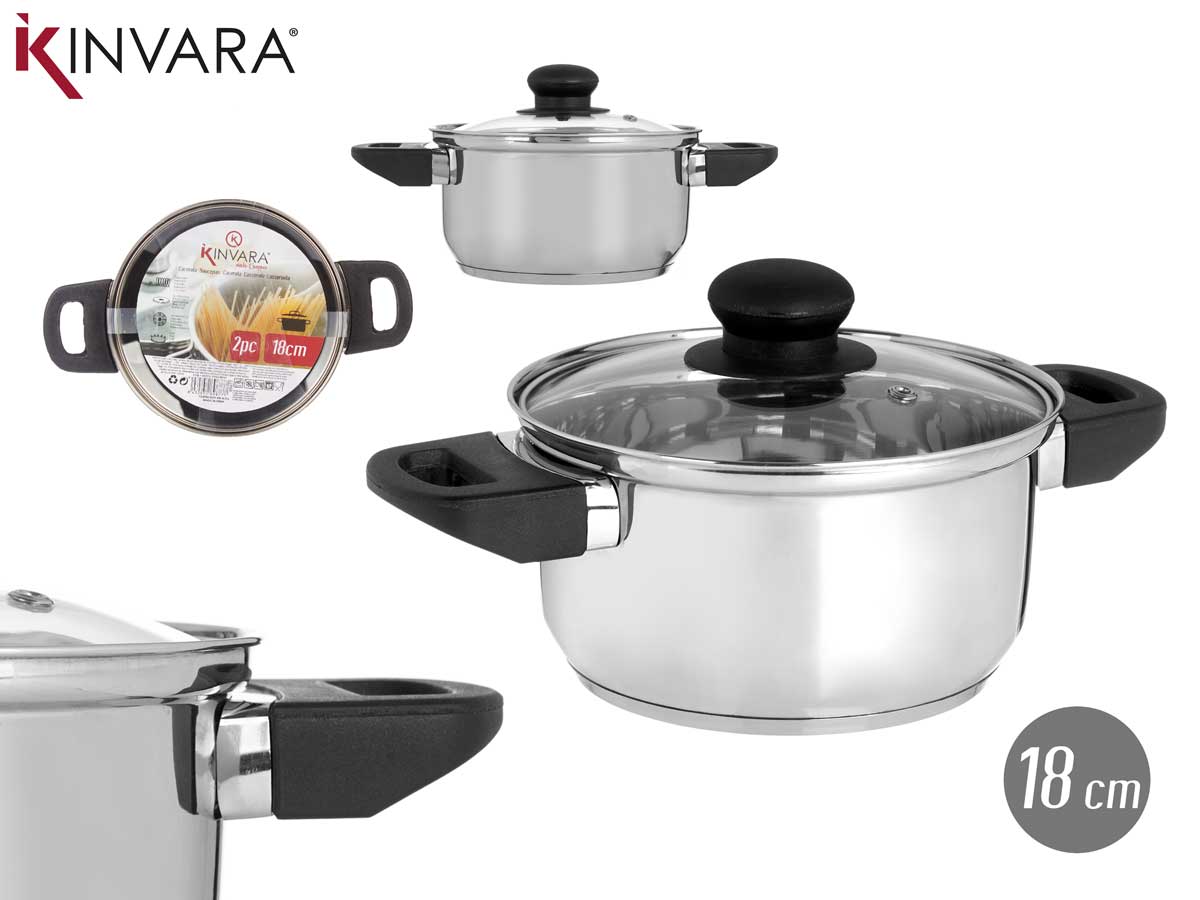 Cacerola induccion 18 cm tapa cristal