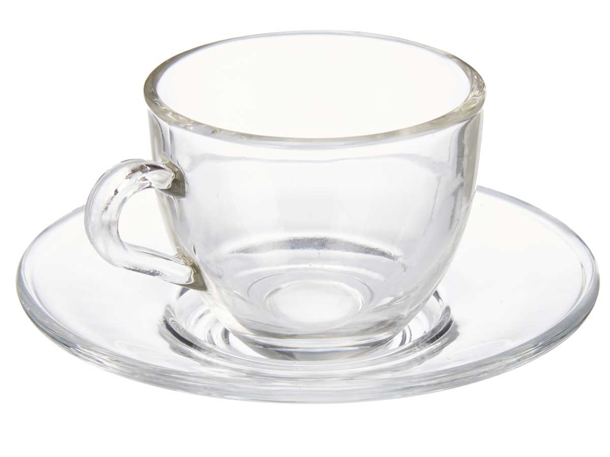 Taza vidrio cafe 85ml con plato - Imagen 2