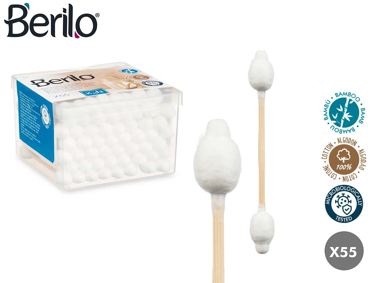 Caja 55 bastoncillos oidos bambu bebe