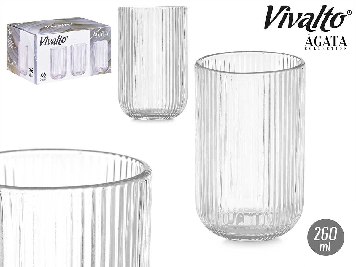 Vaso transparente rayas 430ml
