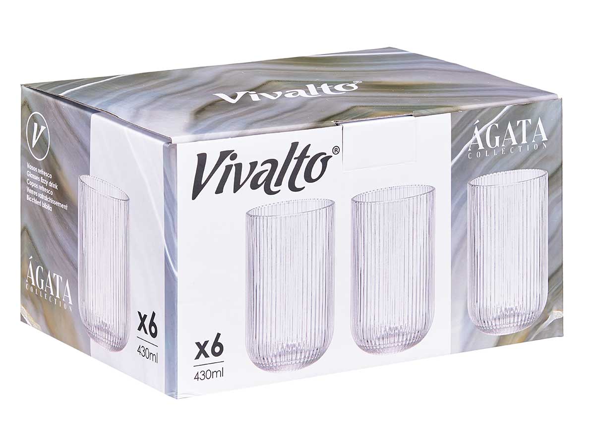 Vaso transparente rayas 430ml - Imagen 3