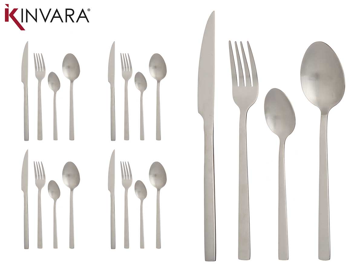 Set 16 pzs cubiertos plata mate