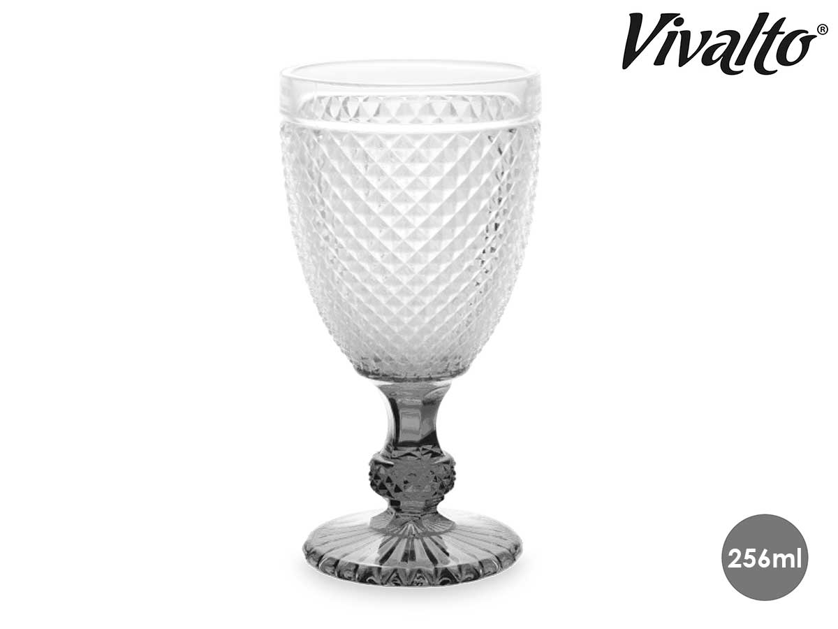 Copa diamante agua transp pie antracita 256 ml