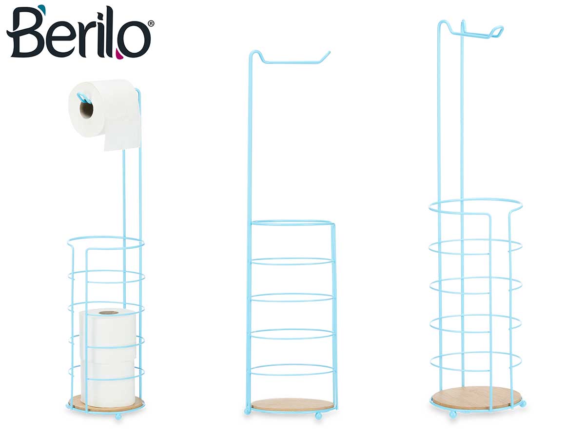 Portarrollo metal bambu deposito azul