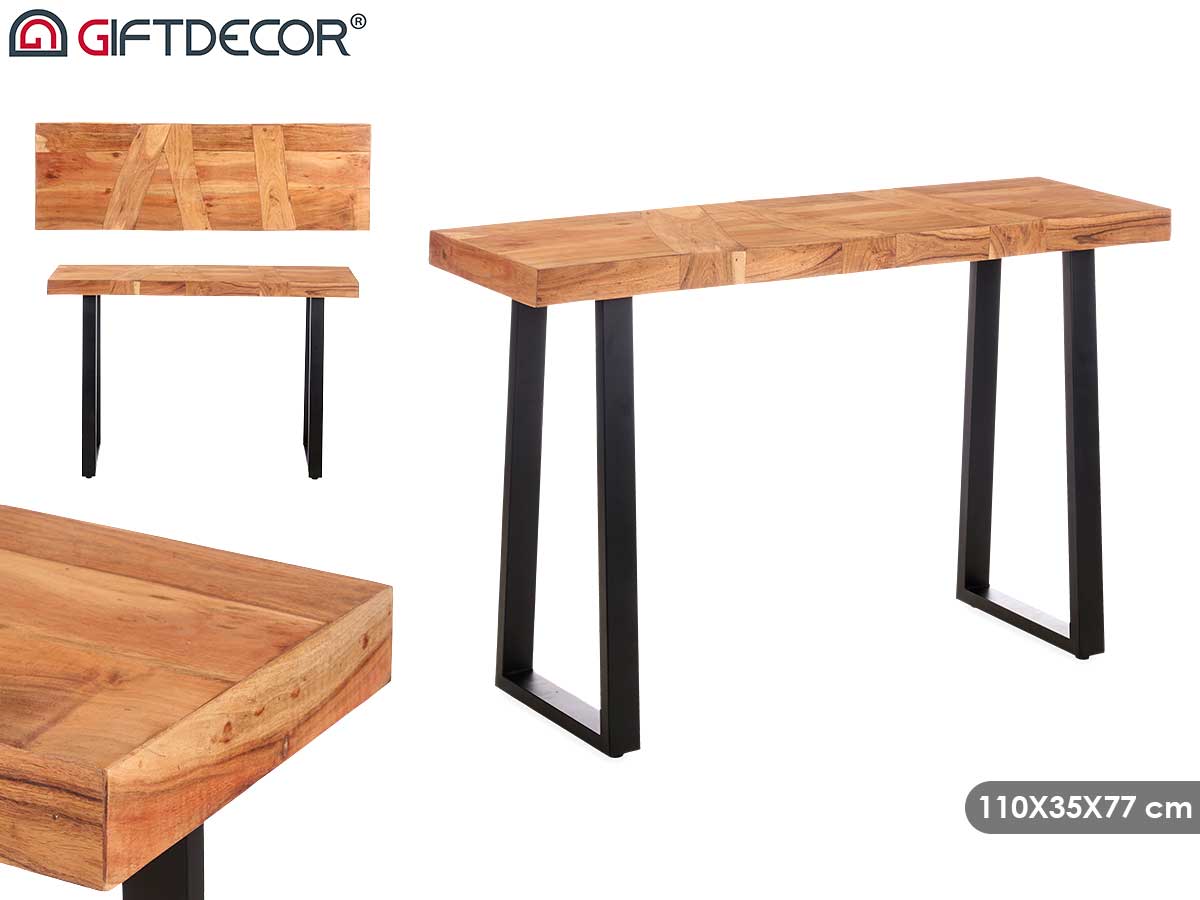 Mesa recibidor madera trama 110 x 35 x 77 cm