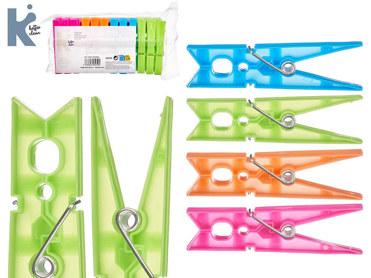 Set 24 pinzas plastico medianas