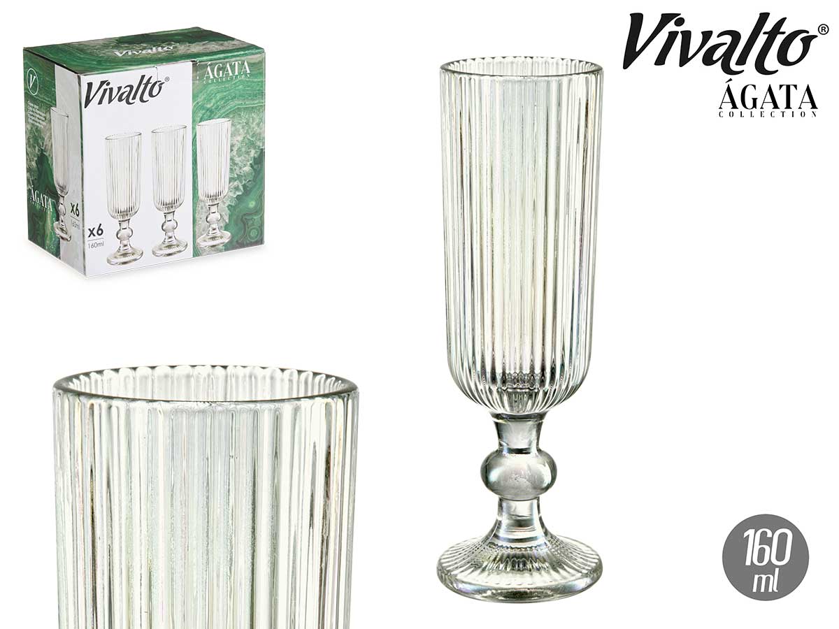 Copa cava verde musgo rayas 160ml