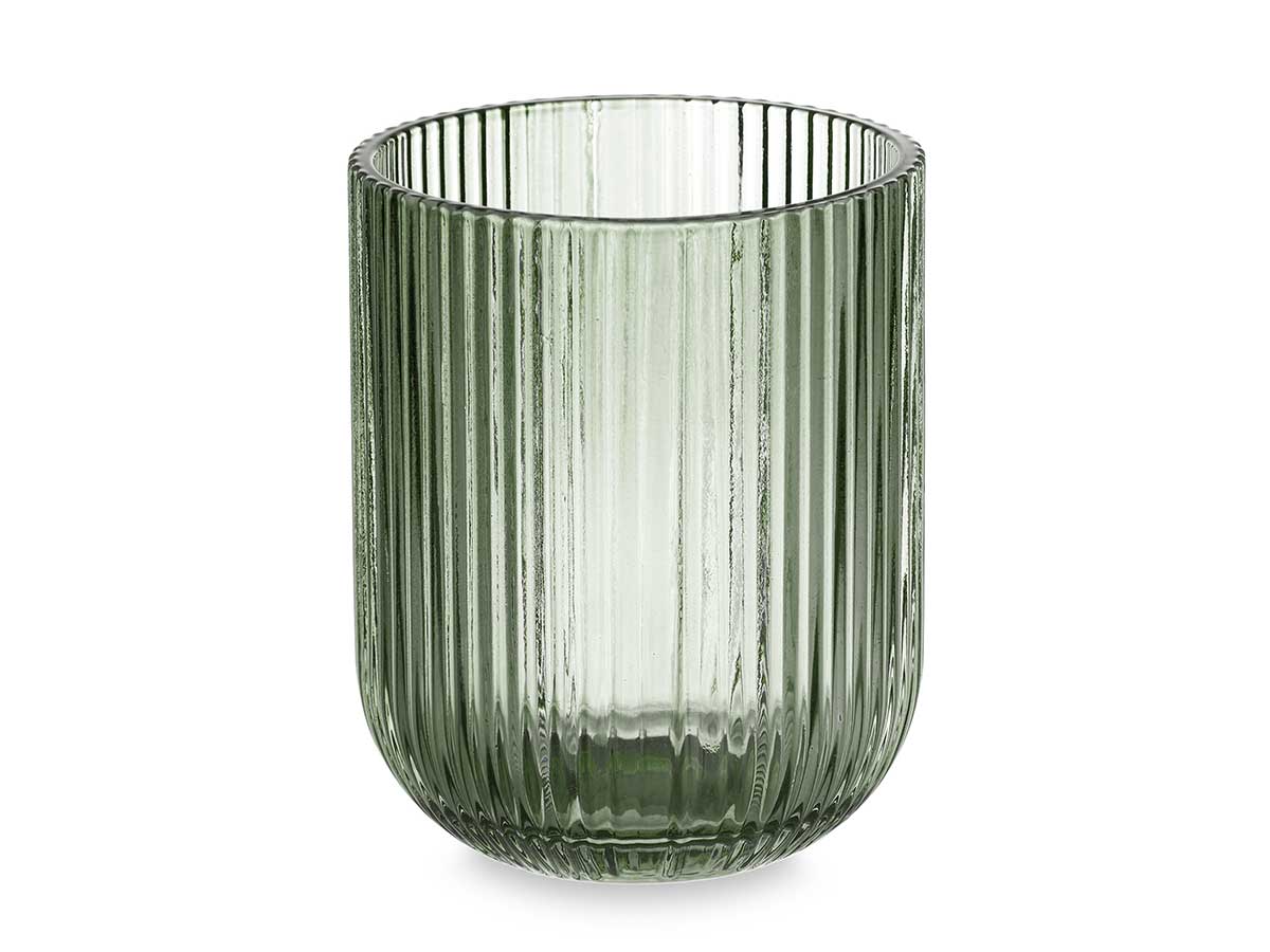 Vaso bajo verde musgo rayas 270ml - Imagen 2