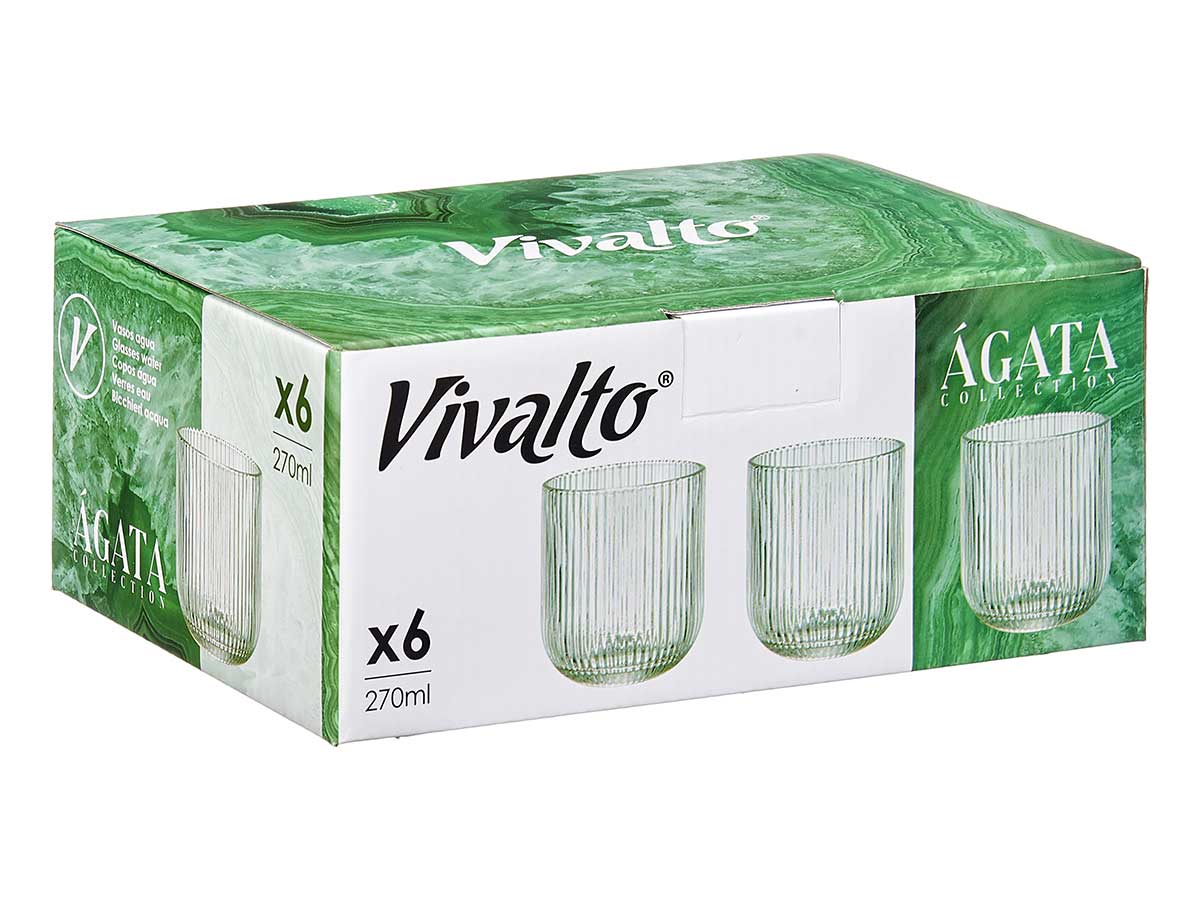 Vaso bajo verde musgo rayas 270ml - Imagen 3