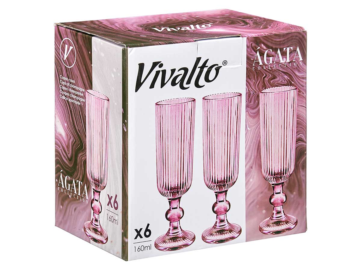 Copa cava rosa rayas 160ml - Imagen 2