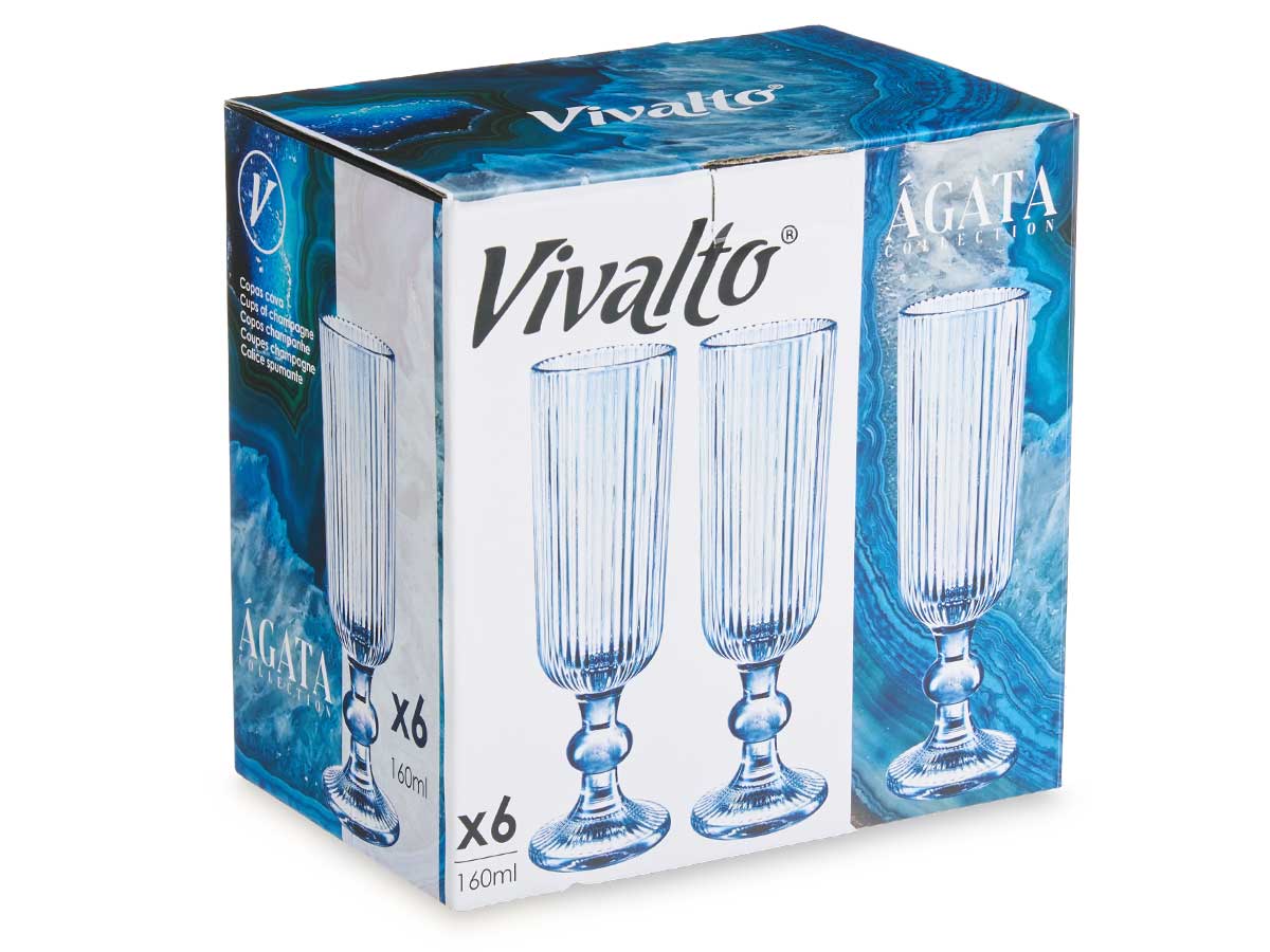 Copa cava azul oscuro rayas 160ml - Imagen 2