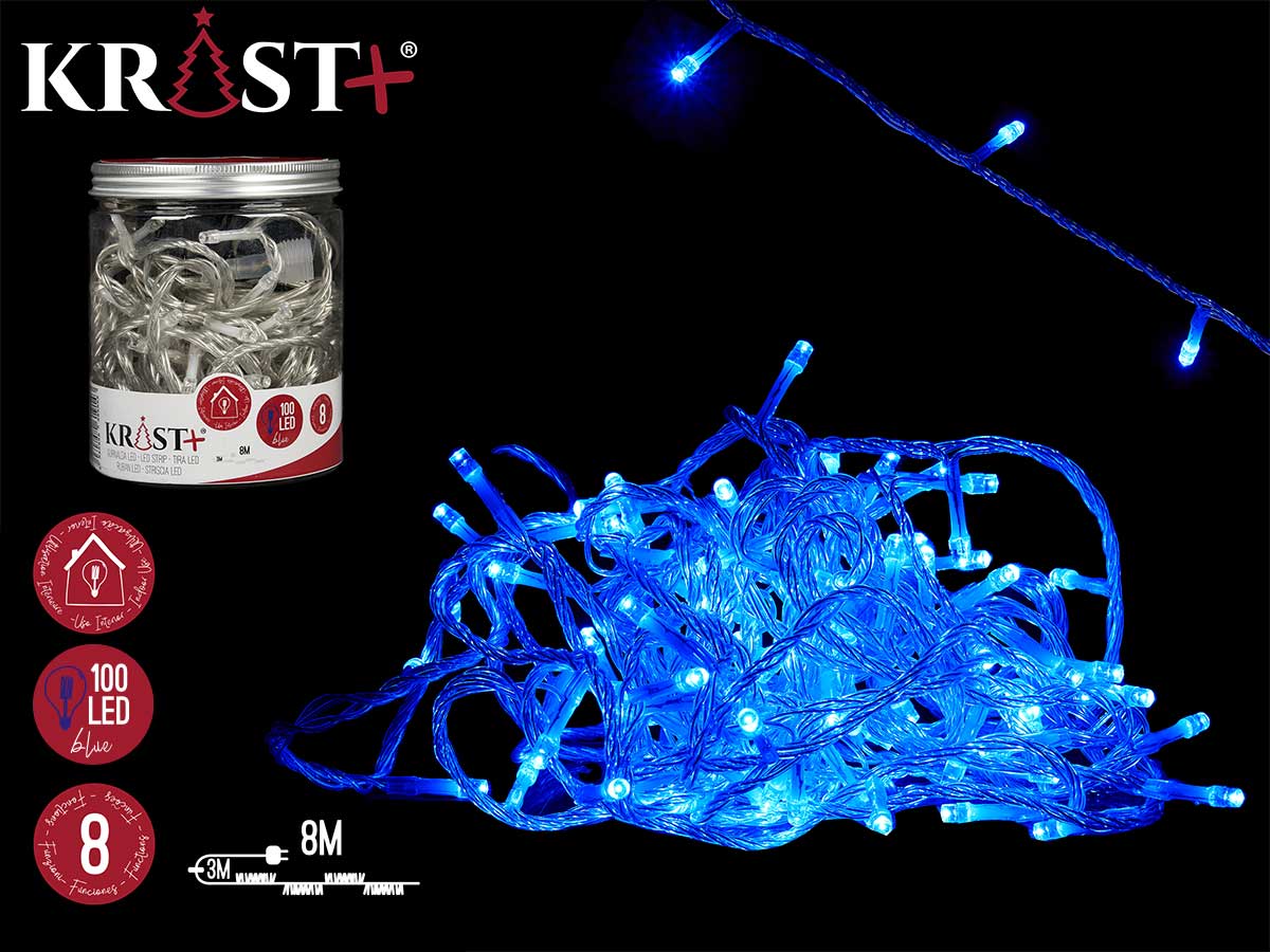 Tira led interior azul 8m 100 bombillas 8 func