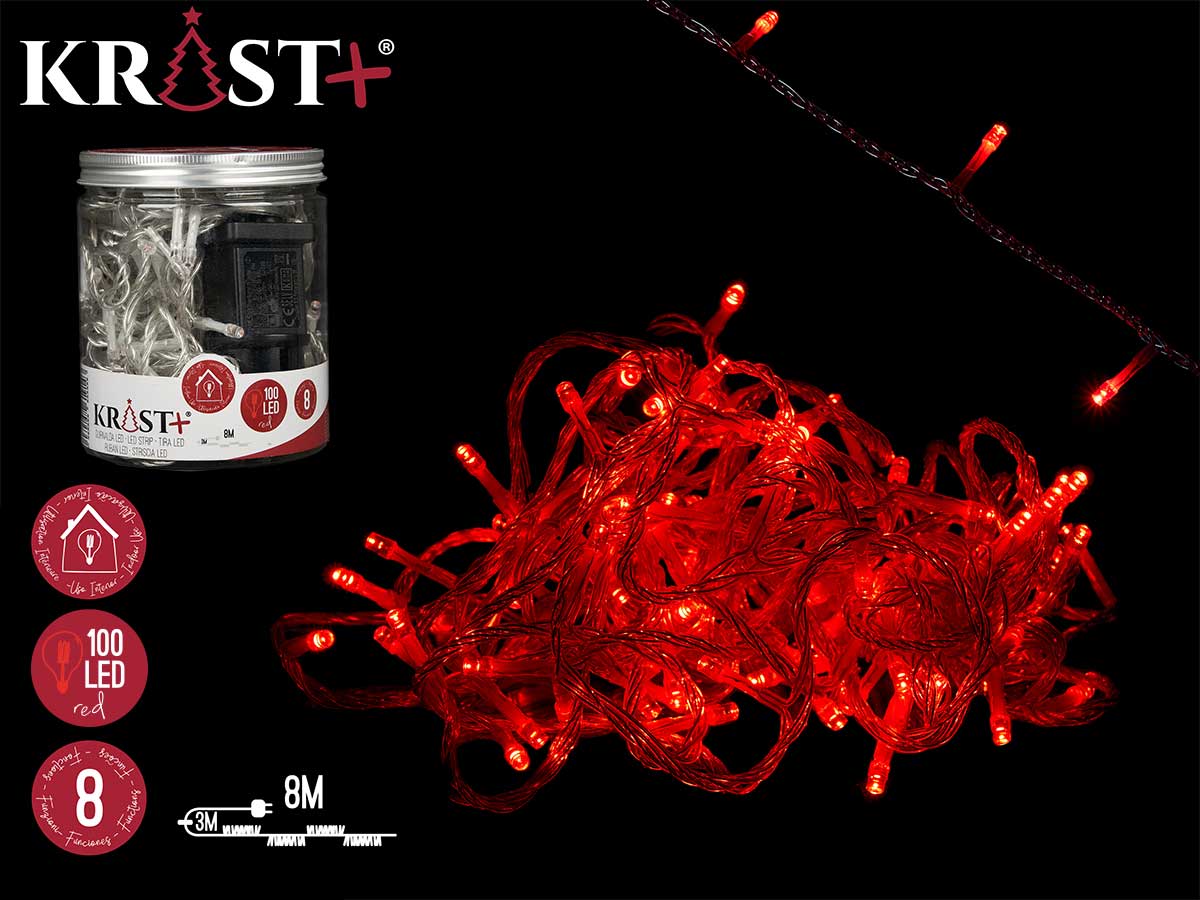 Tira led interior rojo 8m 100 bombillas 8 func