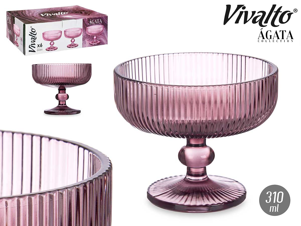 Copa helado rosa rayas 310ml