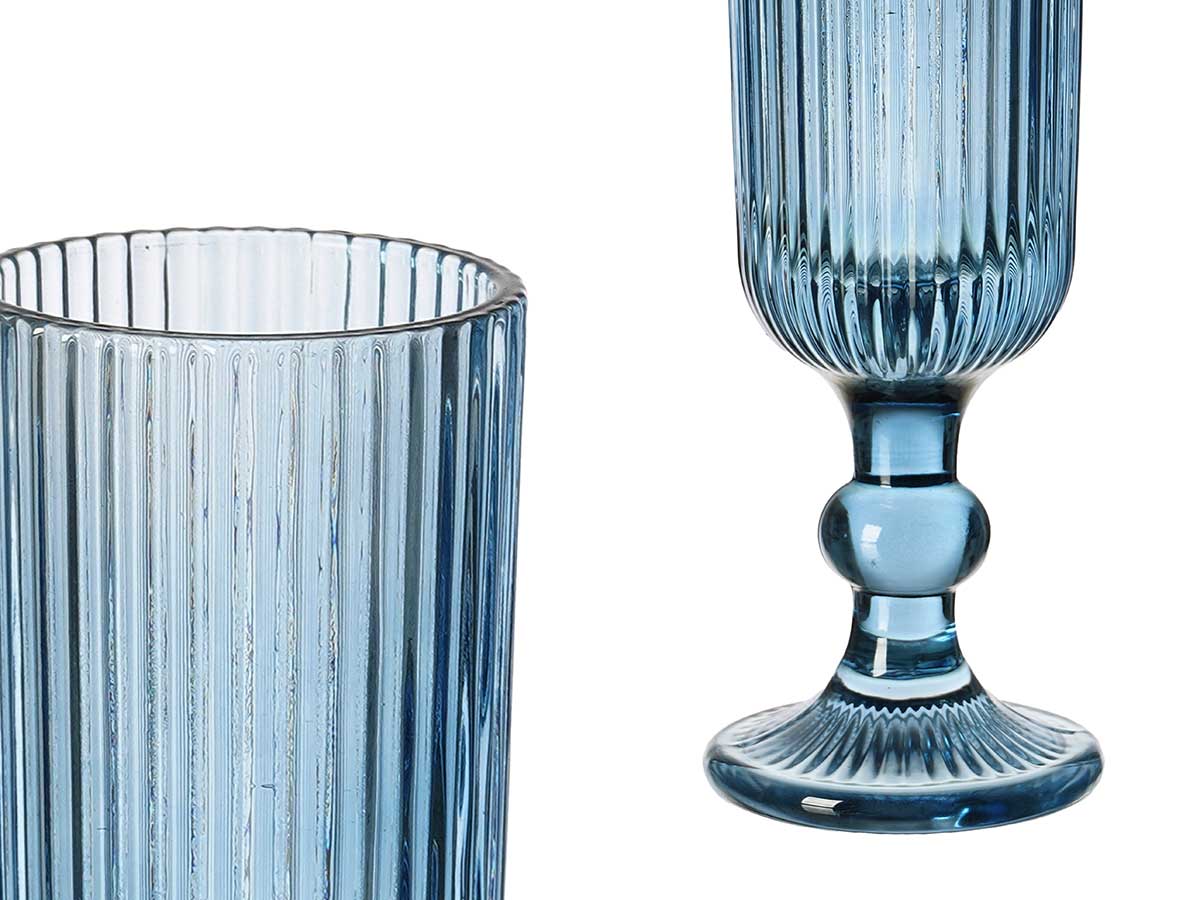 Copa cava azul oscuro rayas 160ml - Imagen 4