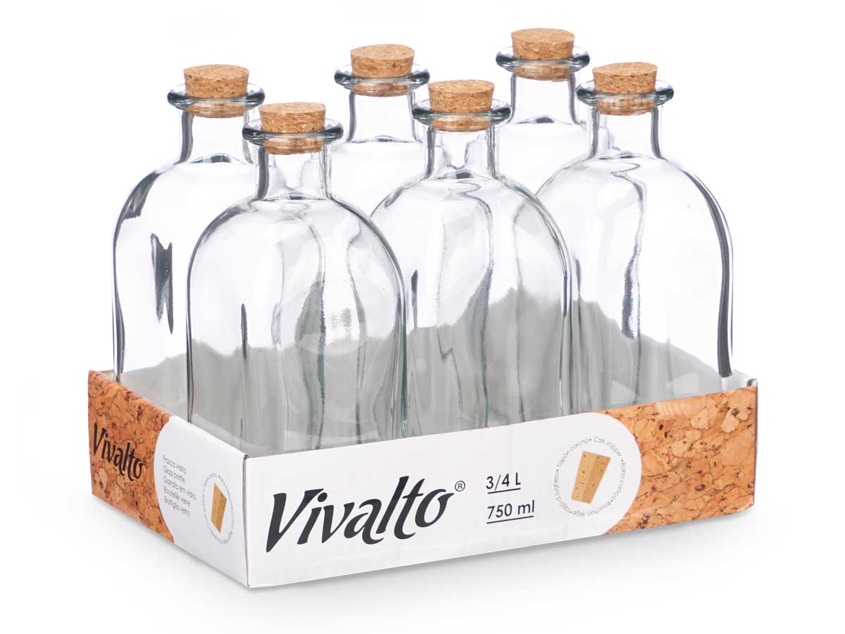 Frasca vidrio 750 ml tapon corcho - Imagen 3