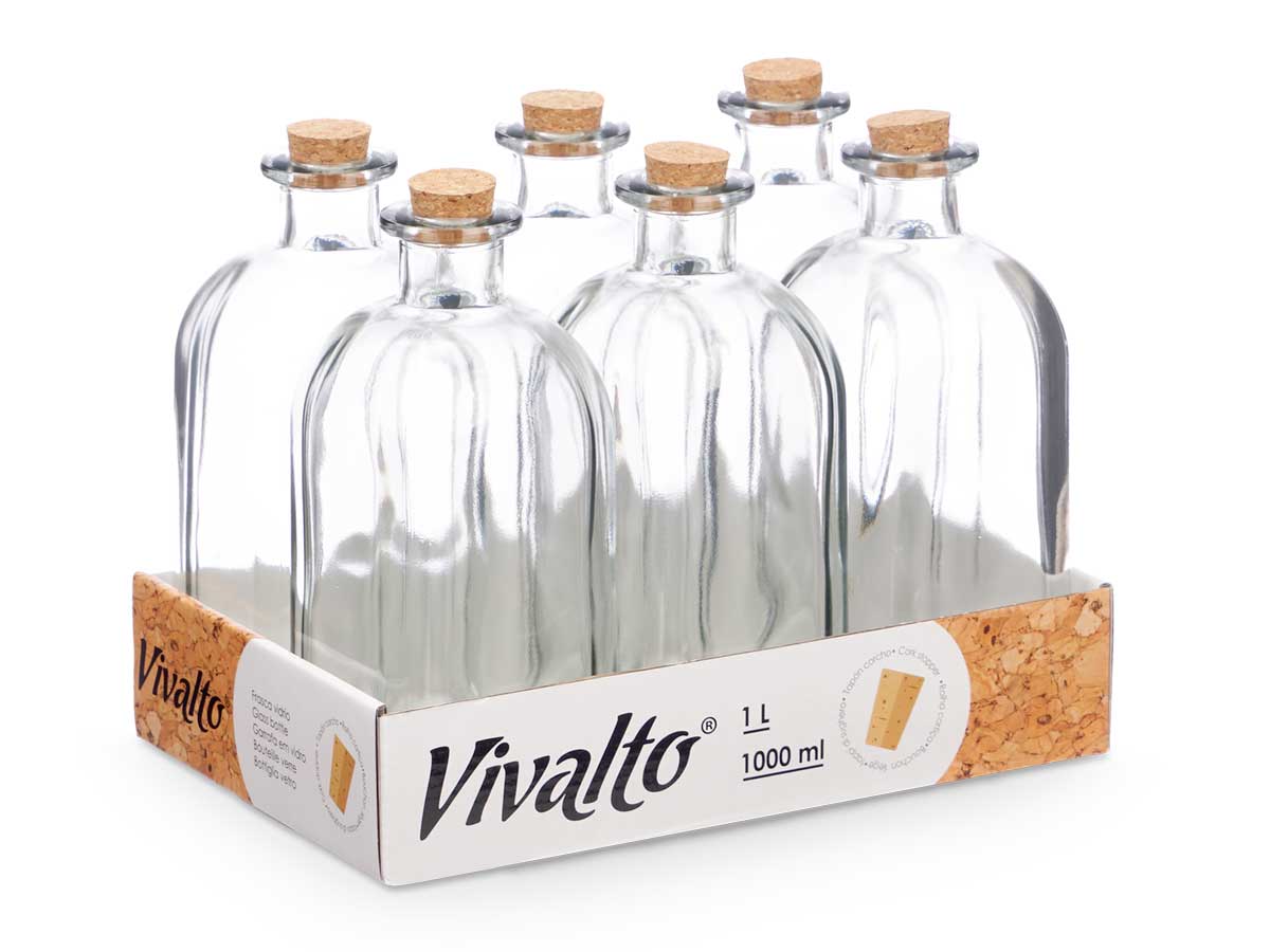 Frasca vidrio 1000ml tapon corcho - Imagen 3