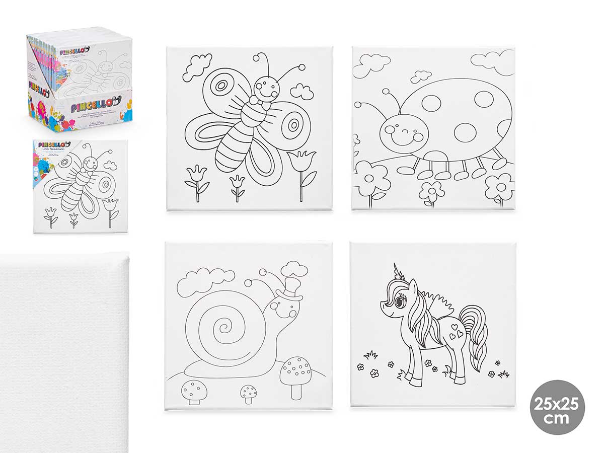 Lienzo manualidad 25x25cm animales surt 4