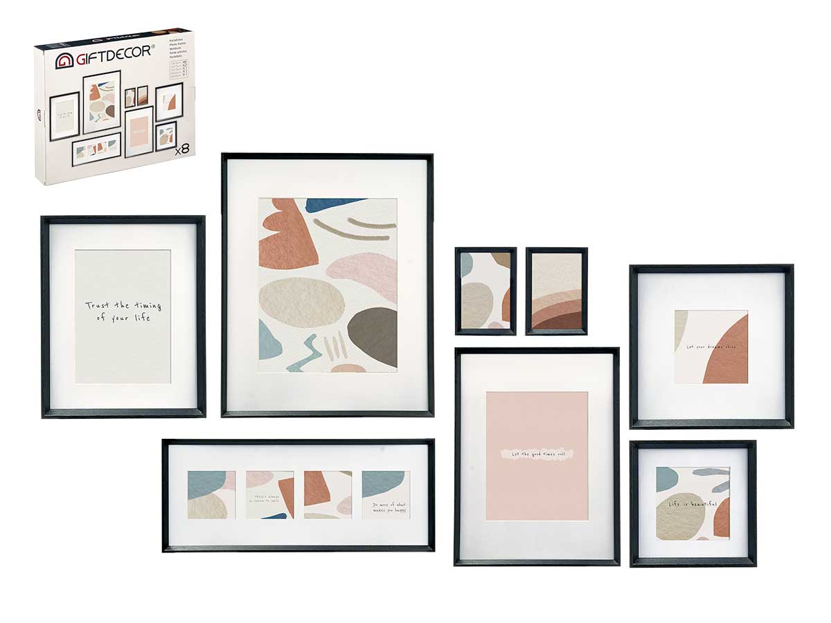 Set 8 portafotos mural pastpardu negro