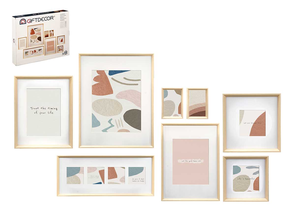 Set 8 portafotos mural pastpardu natural