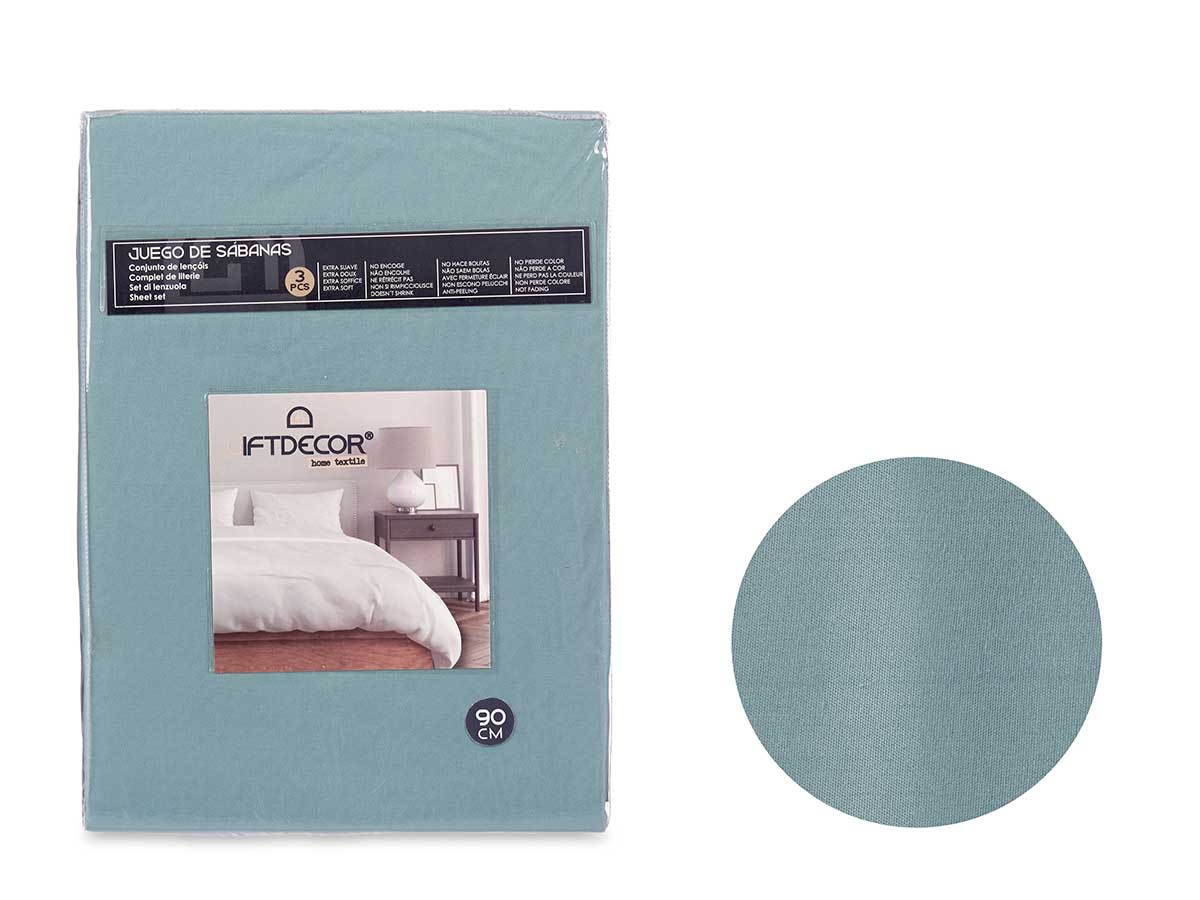 Set 3 sabanas 90cm color verde menta