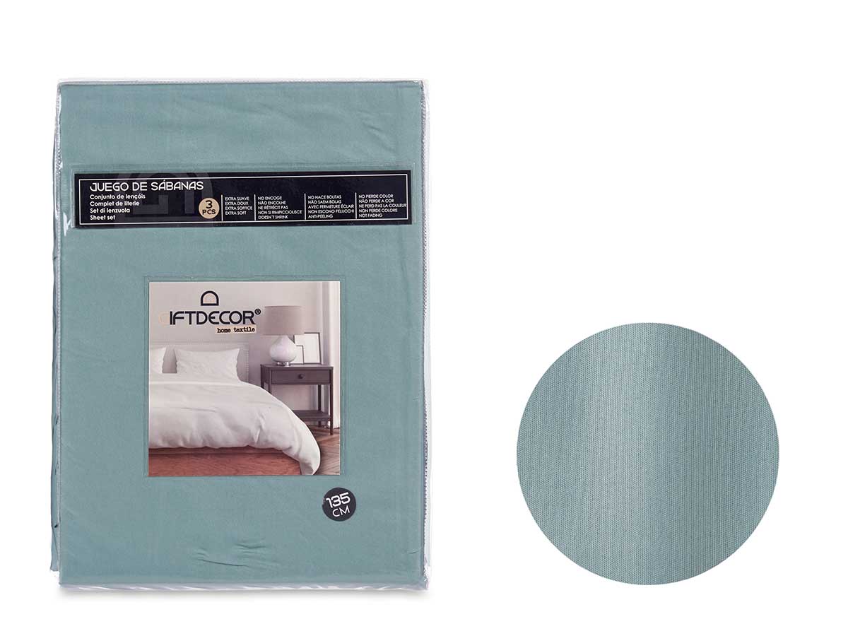 Set 3 sabanas 135cm color verde menta