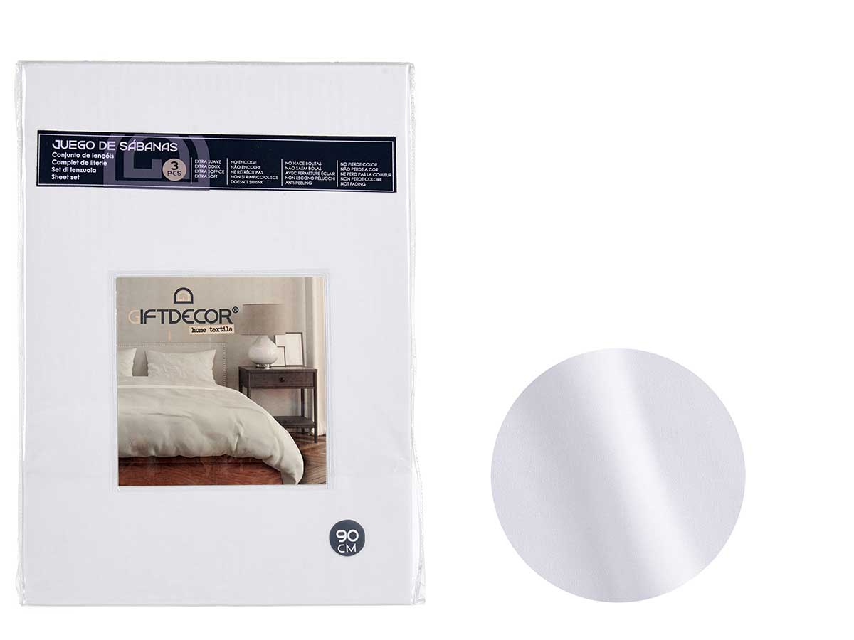 Set 3 sabanas 90cm color blanco