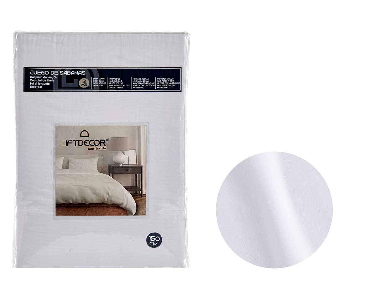 Set 3 sabanas 150cm color blanco