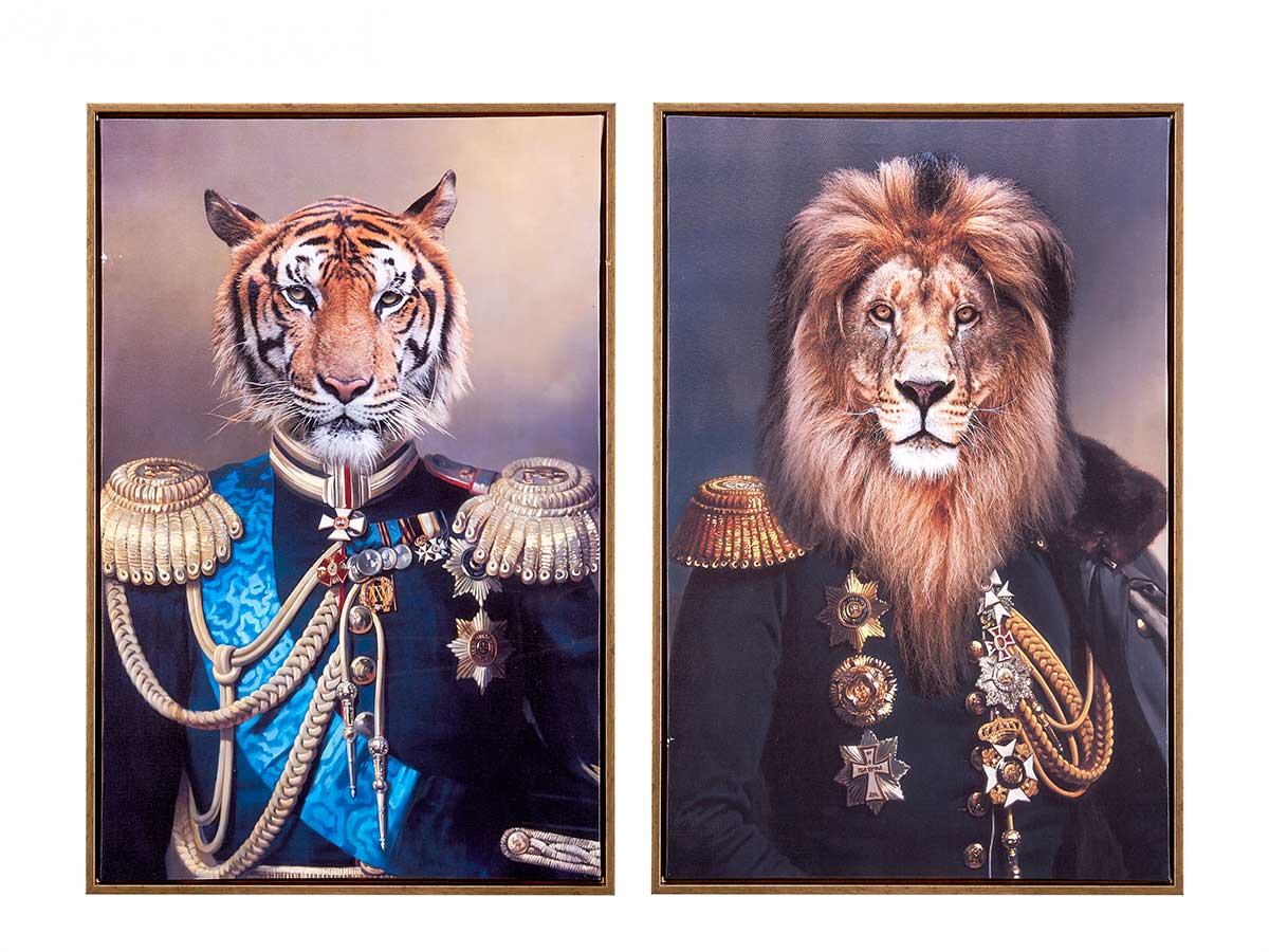 CUADRO LEON REY LIENZO MARCO ORO SURT 2