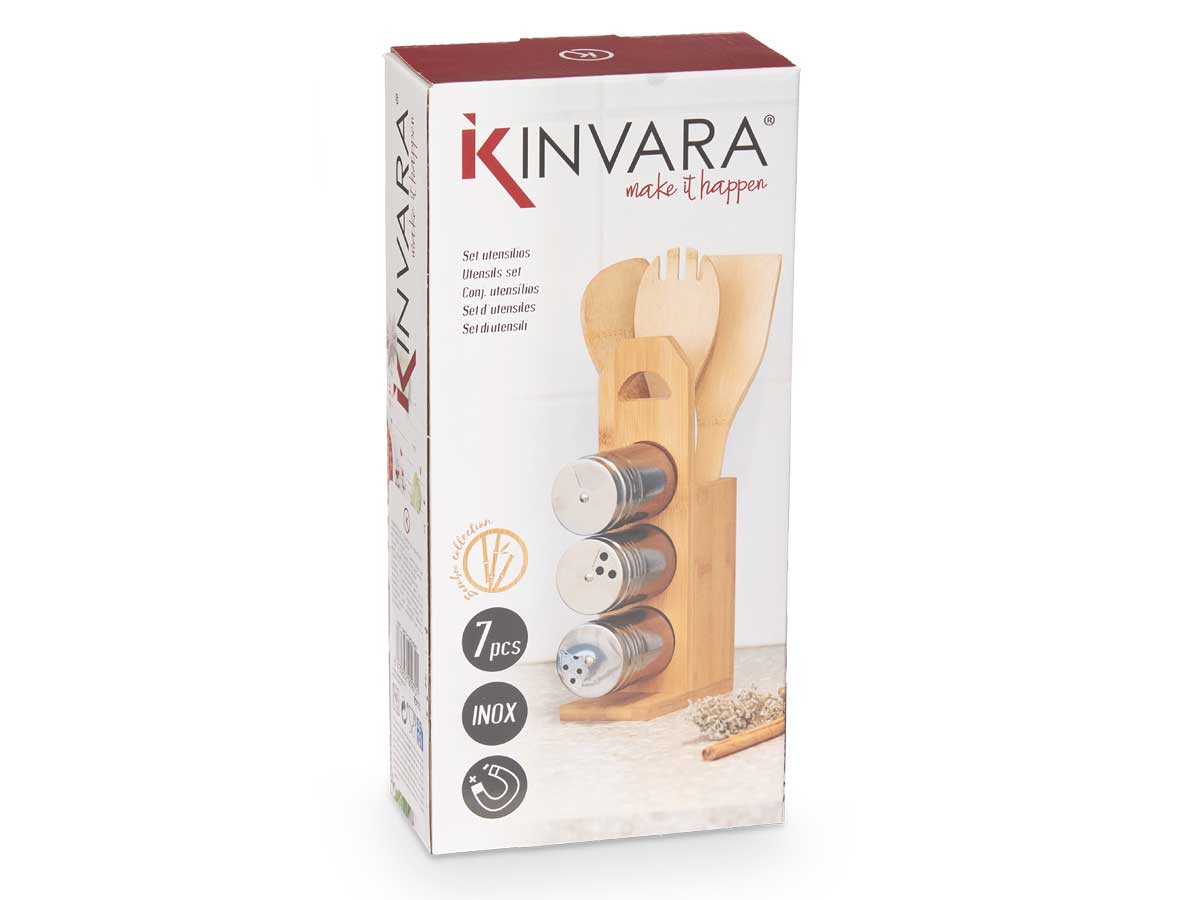 Set 7 pzs bambu soporte palas especieros - Imagen 5