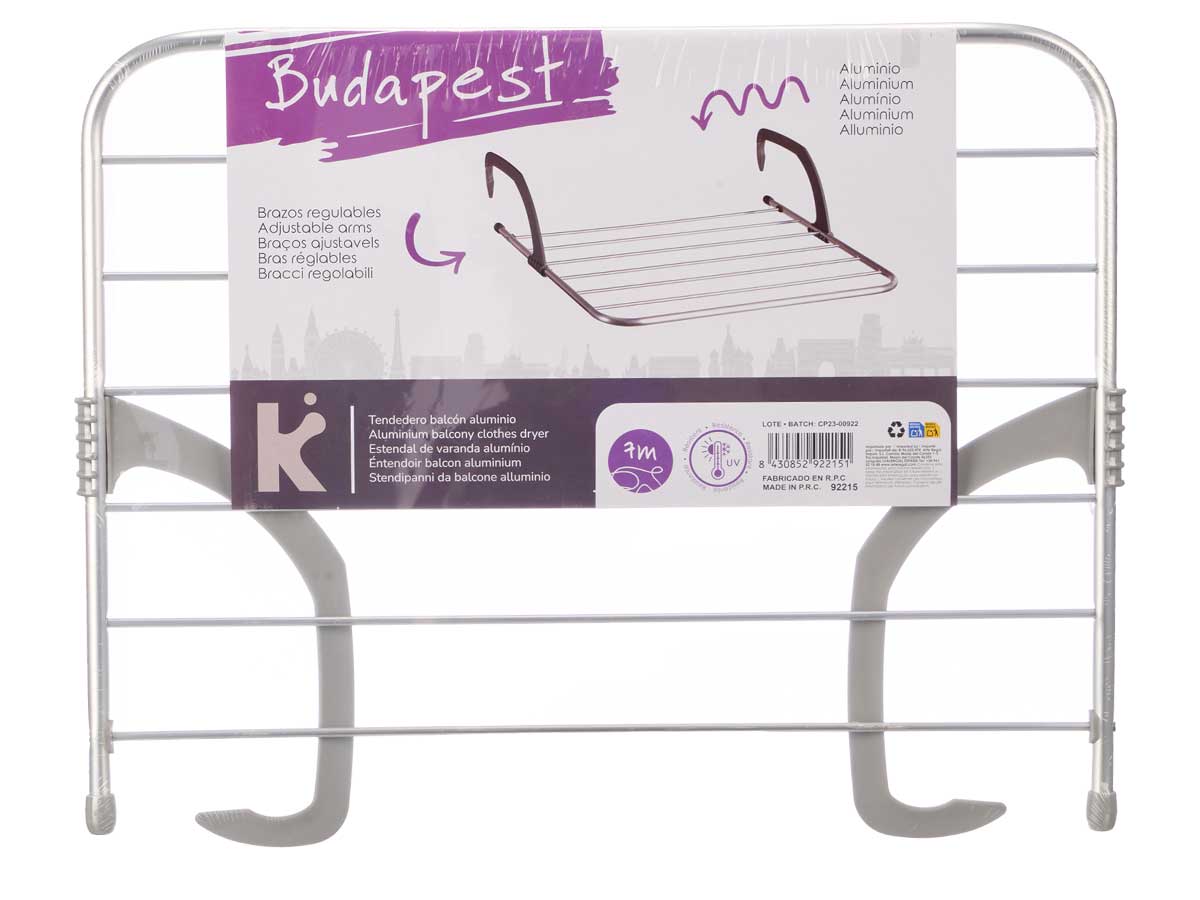 Tendedero aluminio 7m mango plast surt 3 col - Imagen 2