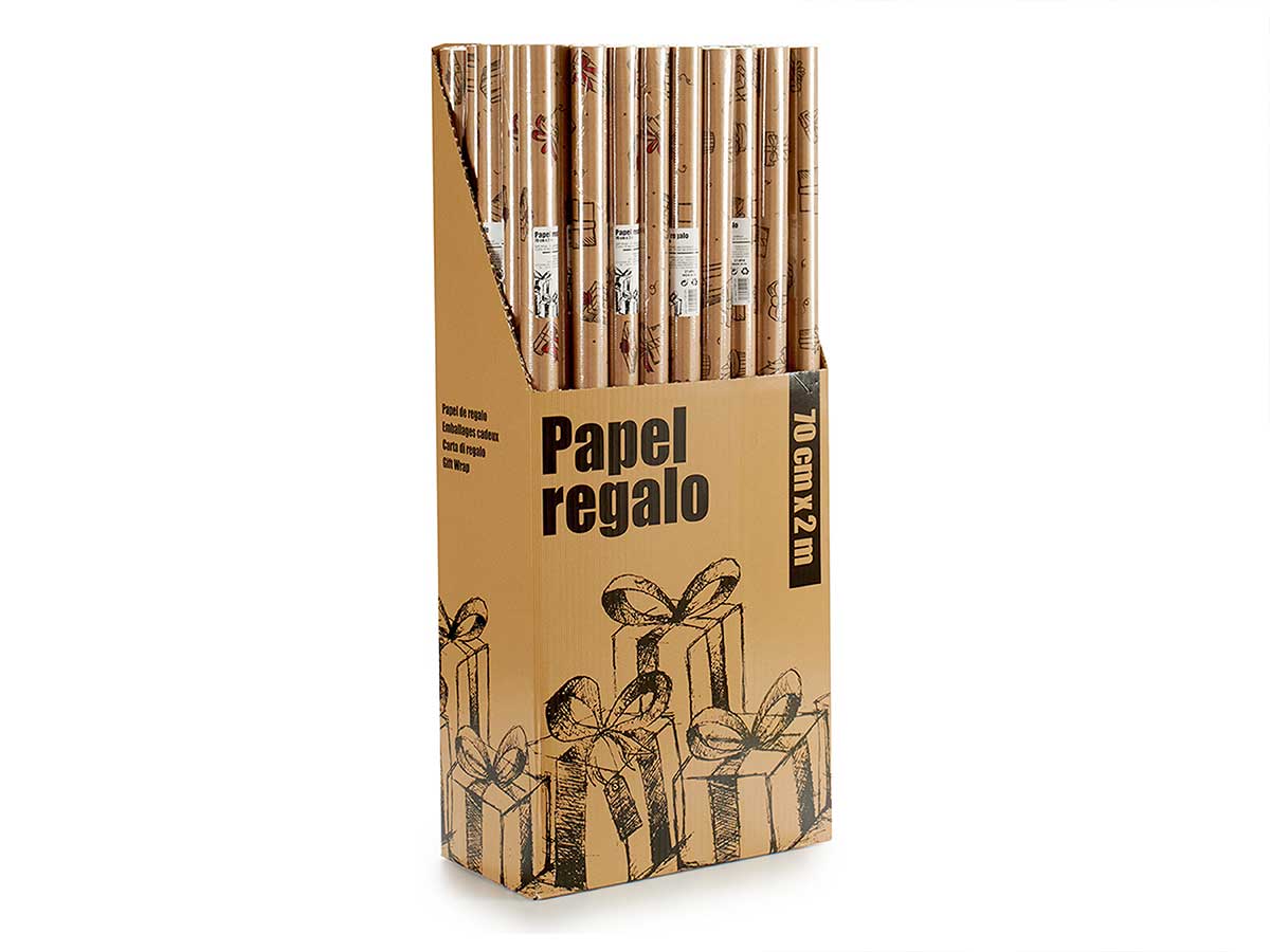 Rollo papel regalo 70x200 kraft regalos - Imagen 2