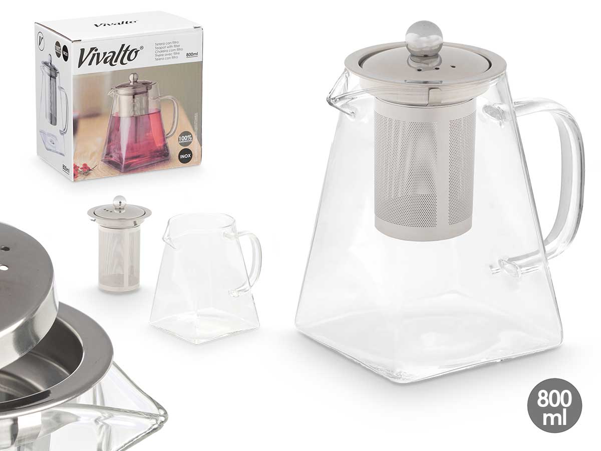 Tetera asa filtro acero 800ml