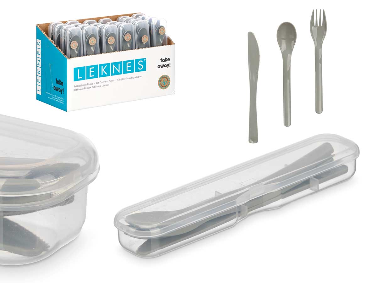 Set 4 pzs cubiertos picnic col gris