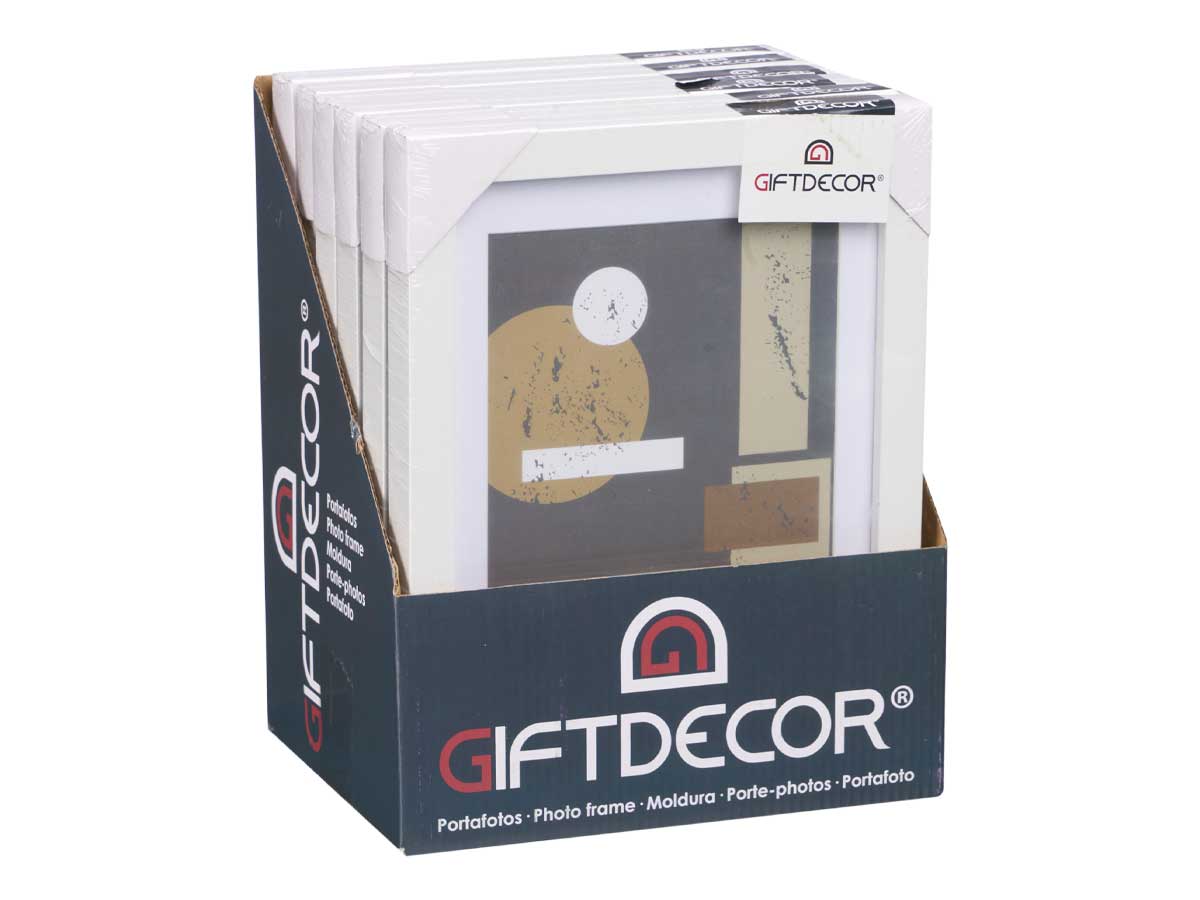 Portafoto pared madera paspartu 15x20cm blanco - Imagen 2