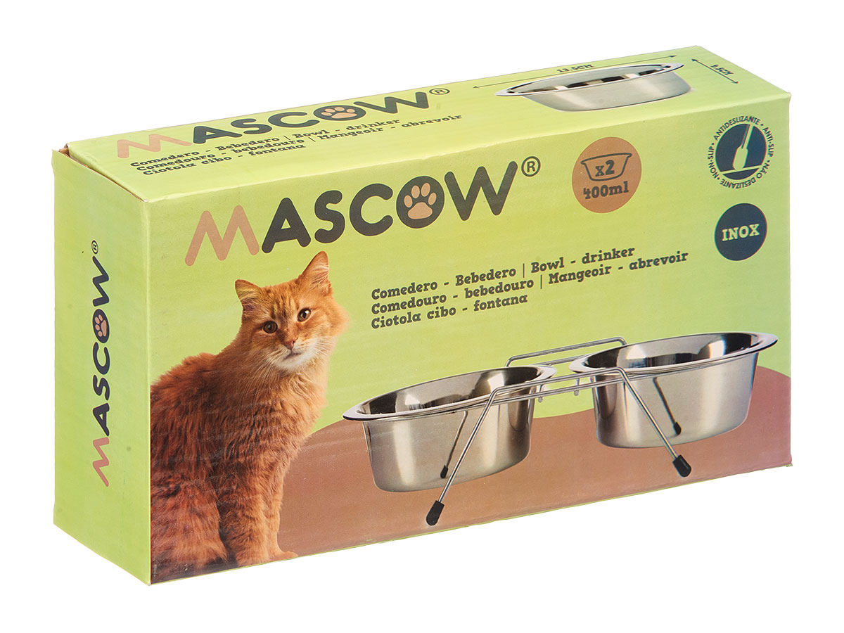 Set 2 comederos acero mascota 400ml - Imagen 2
