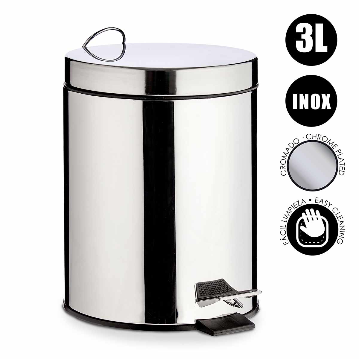 Papelera 3l acero inoxidable con pedal - Imagen 2