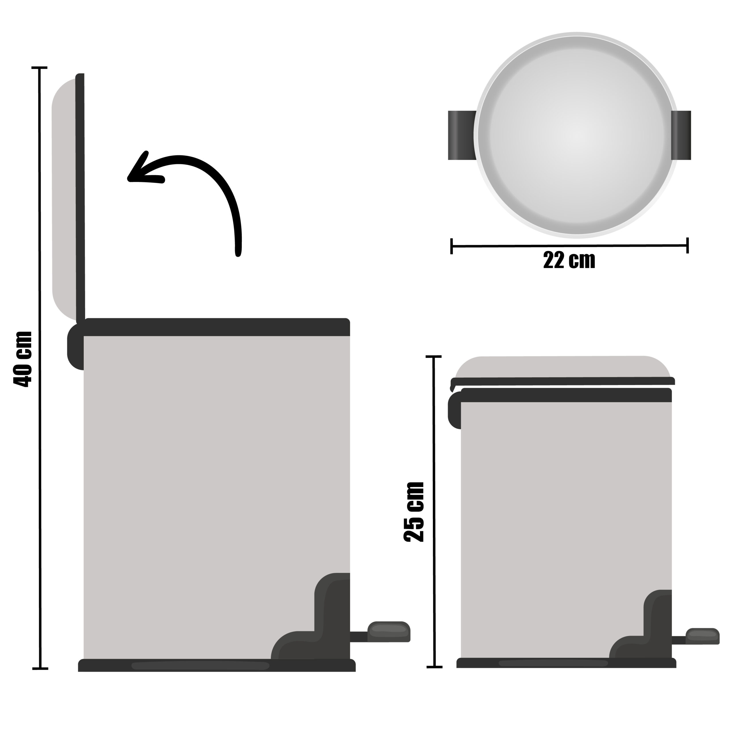 Papelera 3l acero inoxidable con pedal - Imagen 3