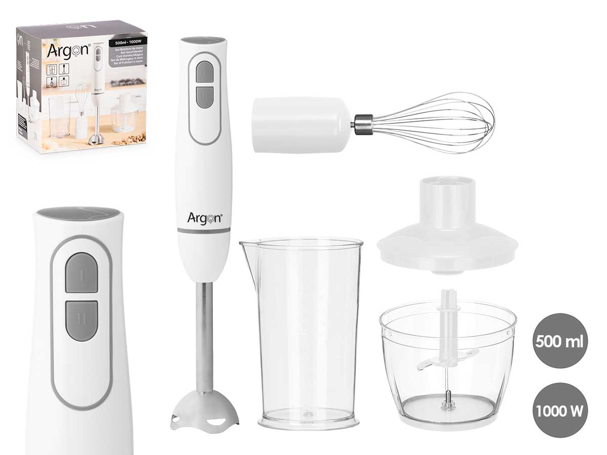 Set batidora accesorios blanca gris 1000w