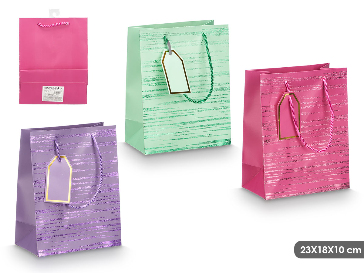 Bolsa asa lineas surt 3 col vivos 23x18x10cm