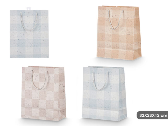 Bolsa asa cuadros surt 3 col 32x26x12cm