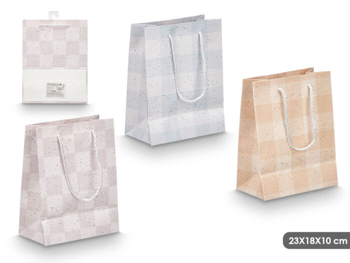 Bolsa asa cuadros surt 3 col 23x18x10cm