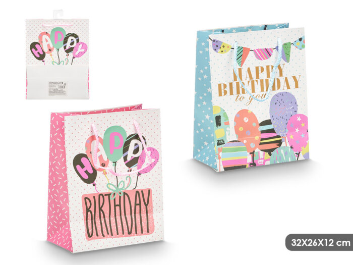 Bolsa asa happy birthday globos surt 2 32x26x12cm