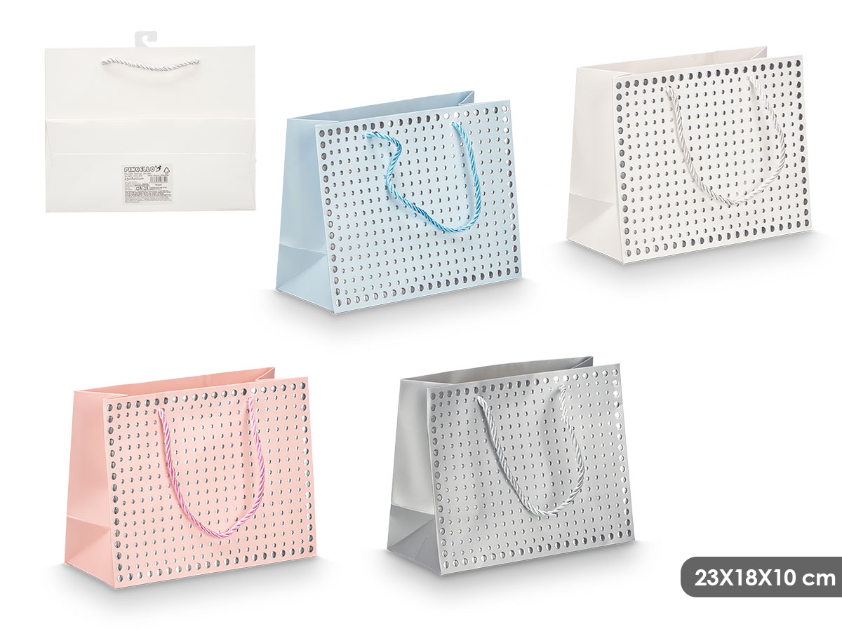 Bolsa asa puntos relieve surt 4 col 23x18x10cm